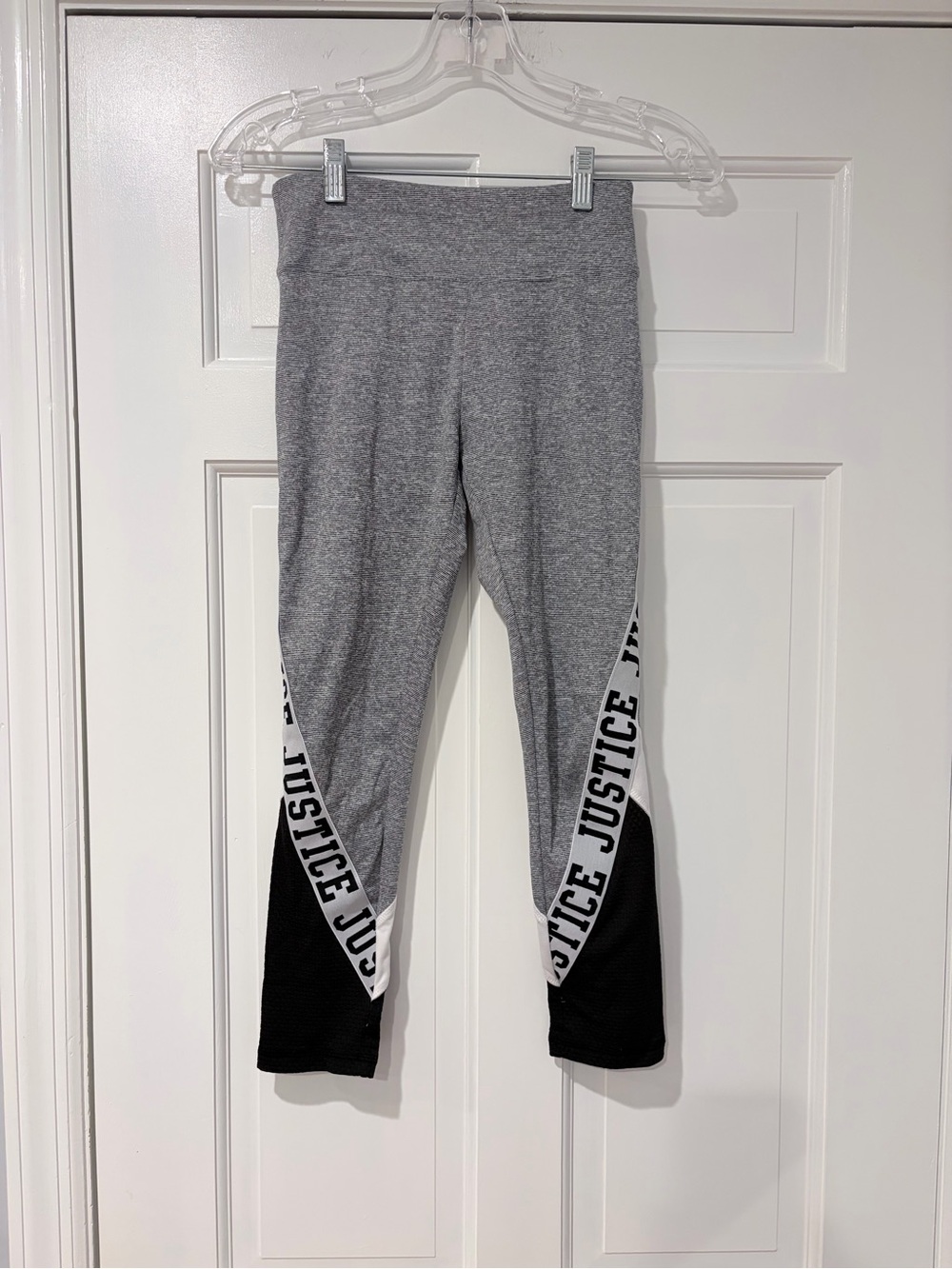 Justice Gray Leggings with Black Contrast and White Accent